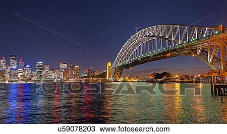 Sydney Harbor Bridge at night, Sydney, Australia View Large Photo Image Stock Image - Sydney Harbor Bridge at night, Sydney, Australia. Fotosearch