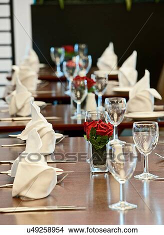 Tables set for dining View Large Photo Image Picture - Tables set for dining. Fotosearch