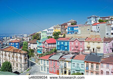 Traditional houses, Valparaiso, Chile View Large Photo Image Picture - Traditional houses, Valparaiso, Chile. Fotosearch