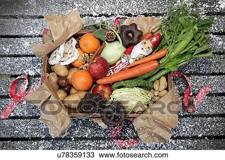 Unwrapped box of savoury and sweet christmas food View Large Photo Image Stock Image - Unwrapped box of savoury and sweet christmas food. Fotosearch