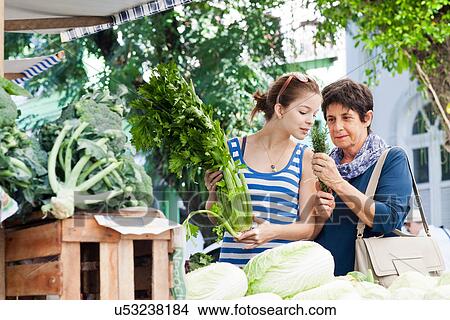 Women buying vegetables in market View Large Photo Image Picture - Women buying vegetables in market. Fotosearch