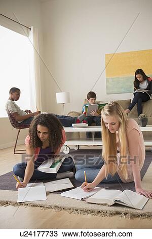 Stock Image - Children (12-13, 14-15, 16-17) at school. Fotosearch