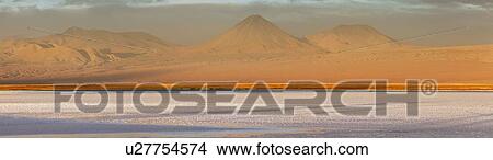 Picture - Chile, San Pedro de Atacama, Volcanic landscape during sunset. Fotosearch