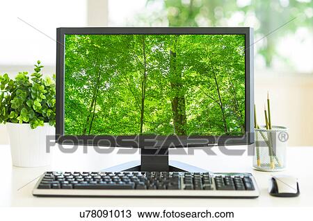 Computer screen showing greenery View Large Photo Image Stock Image - Computer screen showing greenery. Fotosearch