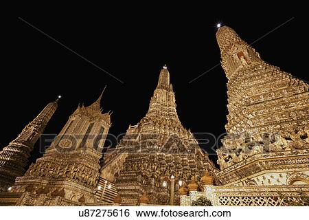 Facade of Wat Arun Temple at night View Large Photo Image Stock Photograph - Facade of Wat Arun Temple at night. Fotosearch