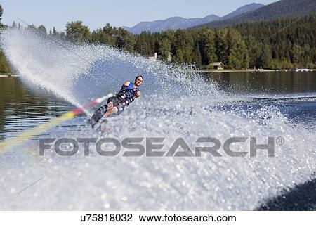 Man waterskiing View Large Photo Image Stock Image - Man waterskiing. Fotosearch