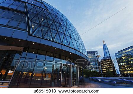 Stock Image - Office building complex at sunset. Fotosearch
