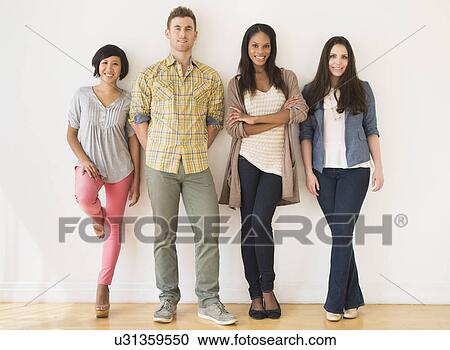 Portrait of four young friends View Large Photo Image Stock Image - Portrait of four young friends. Fotosearch