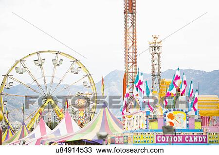 Stock Image - View of amusement park. Fotosearch