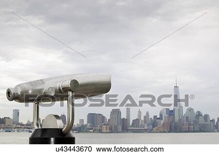 View of city with coin operated binocular in foreground View Large Photo Image Stock Image - View of city with coin operated binocular in foreground. Fotosearch
