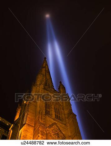 Stock Image - World Trade Center Tribute lights. Fotosearch