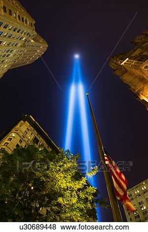 World Trade Center Tribute lights View Large Photo Image Stock Photo - World Trade Center Tribute lights. Fotosearch