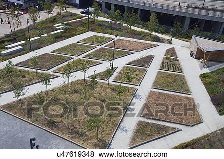 Stock Photo - Aerial View of Inner City Urban Park. Fotosearch