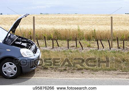 Stock Photograph - Car Broken Down in Countryside. Fotosearch