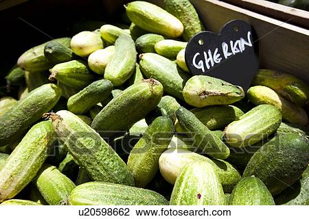 Stock Image - Close up of gherkins. Fotosearch