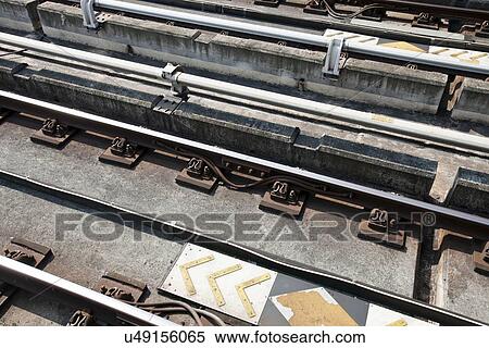 Stock Photography - Close up of railway tracks. Fotosearch