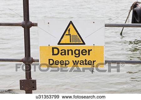 Stock Photo - Danger deep water sign. Fotosearch