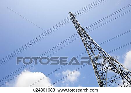 Electricity Pylon against clear sky View Large Photo Image Stock Image - Electricity Pylon against clear sky. Fotosearch