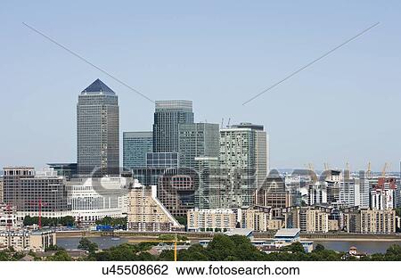 Elevated view of Canary Wharf, London View Large Photo Image Stock Image - Elevated view of Canary Wharf, London. Fotosearch