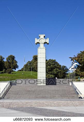 Stock Image - Freedom Monument and Freedom Square, Tallinn. Fotosearch