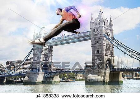 Male Athlete hurdling Tower Bridge View Large Photo Image Stock Photo - Male Athlete hurdling Tower Bridge. Fotosearch