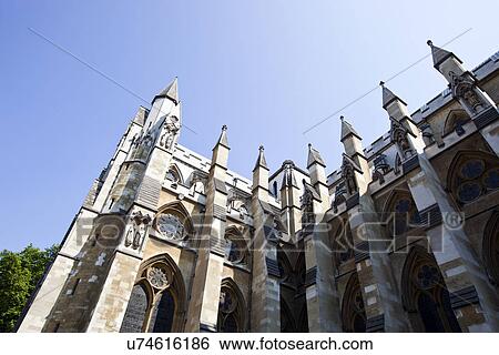 Stock Photograph - Side view of Westminster Abbey and Blue Sky. Fotosearch