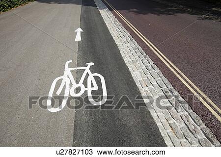Stock Image - Sign of bicycle parking on street. Fotosearch