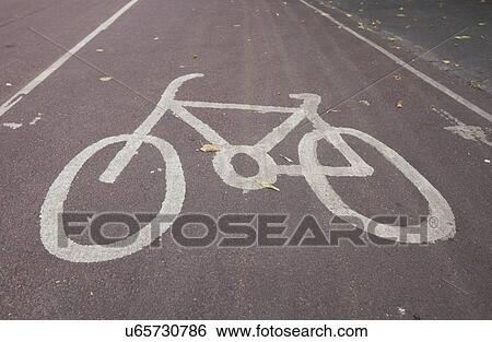Sign of bicycle parking on street View Large Photo Image Stock Photograph - Sign of bicycle parking on street. Fotosearch