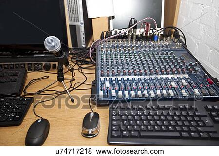 Sound mixing equipment at television station View Large Photo Image Stock Photo - Sound mixing equipment at television station. Fotosearch