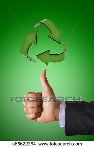 Picture - Thumbs up for Recycling. Fotosearch