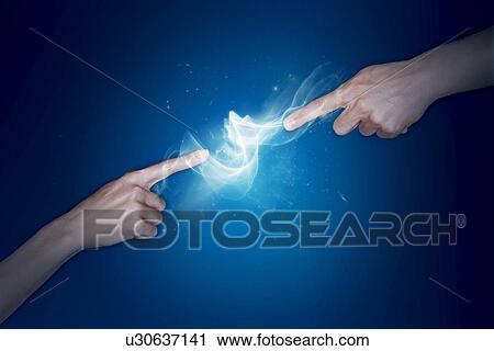 Two Fingers touching and creating electricity View Large Photo Image Stock Image - Two Fingers touching and creating electricity. Fotosearch