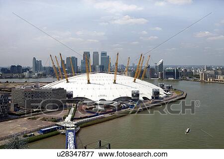 UK, England, London, 02 Arena and Canary Wharf Skyline View Large Photo Image Stock Photo - UK, England, London, 02 Arena and Canary Wharf Skyline. Fotosearch