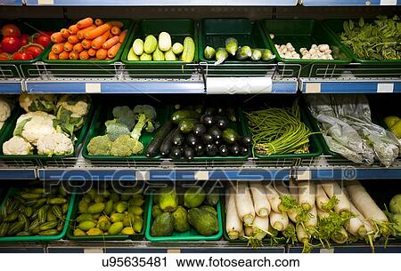 Various fresh vegetables in supermarket View Large Photo Image Stock Image - Various fresh vegetables in supermarket. Fotosearch