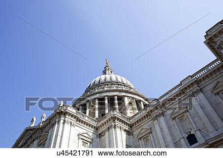 Stock Image - View from below of St. Paul's cathedral, London. Fotosearch
