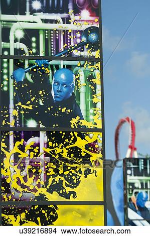 Picture - Blue Man Group Billboard at Sharp Aquos Theatre, Universal CityWalk, Orlando, Florida, USA. Fotosearch