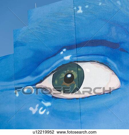 Stock Image - Blue Man Group Billboard at Sharp Aquos Theatre, Universal CityWalk, Orlando, Florida, USA. Fotosearch