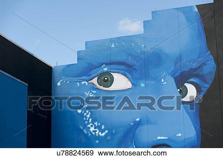 Stock Photo - Blue Man Group Billboard at Sharp Aquos Theatre, Universal CityWalk, Orlando, Florida, USA. Fotosearch