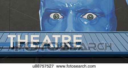Stock Photo - Blue Man Group Billboard at Sharp Aquos Theatre, Universal CityWalk, Orlando, Florida, USA. Fotosearch