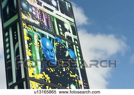 Stock Photography - Blue Man Group Billboard at Sharp Aquos Theatre, Universal CityWalk, Orlando, Florida, USA. Fotosearch