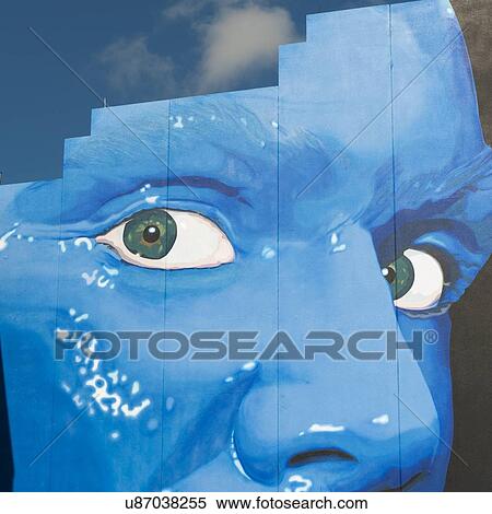 Stock Photography - Blue Man Group Billboard at Sharp Aquos Theatre, Universal CityWalk, Orlando, Florida, USA. Fotosearch