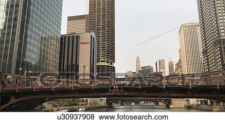 Stock Photo - Clark Street Bridge across the Chicago River, Chicago, Cook County, Illinois, USA. Fotosearch
