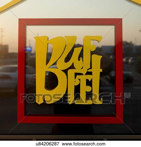 Stock Photo - Close-up of a buffet sign, Branson, Taney County, Missouri, USA. Fotosearch