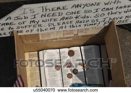 Close-up of a cardboard box with a placard and coins, Chicago, Cook County, Illinois, USA View Large Photo Image Stock Image - Close-up of a cardboard box with a placard and coins, Chicago, Cook County, Illinois, USA. Fotosearch