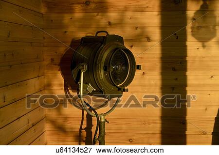 Stock Photo - Close-up of a lantern spotlight, Lake of The Woods, Keewatin, Ontario, Canada. Fotosearch