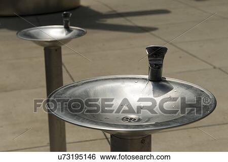 Stock Photograph - Close-up of drinking fountain, Michigan Avenue, Chicago, Cook County, Illinois, USA. Fotosearch