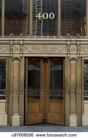 Stock Photograph - Doorway Entrance and Facade of a building, Chicago, Cook County, Illinois, USA. Fotosearch