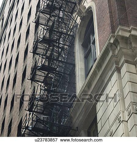 Stock Photo - Fire escape on a building, Chicago, Cook County, Illinois, USA. Fotosearch