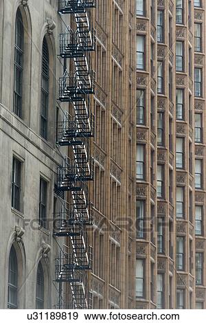Fire escape on a building, Chicago, Cook County, Illinois, USA View Large Photo Image Stock Photo - Fire escape on a building, Chicago, Cook County, Illinois, USA. Fotosearch
