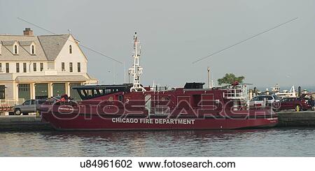 Fireboat in a lake, Lakefront Trail, Chicago, Cook County, Illinois, USA View Large Photo Image Stock Image - Fireboat in a lake, Lakefront Trail, Chicago, Cook County, Illinois, USA. Fotosearch