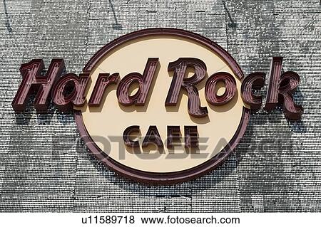 Stock Photo - Hard Rock Cafe sign at the Universal Studios, Orlando, Florida, USA. Fotosearch